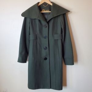 Guess Wool Blend Dressy Coat Single Breasted Color Olive Size Small Petit